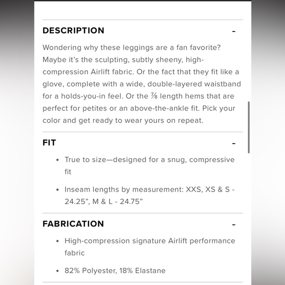 All Black Airlift 7/8 Leggings NWT Large - Picture 4 of 9